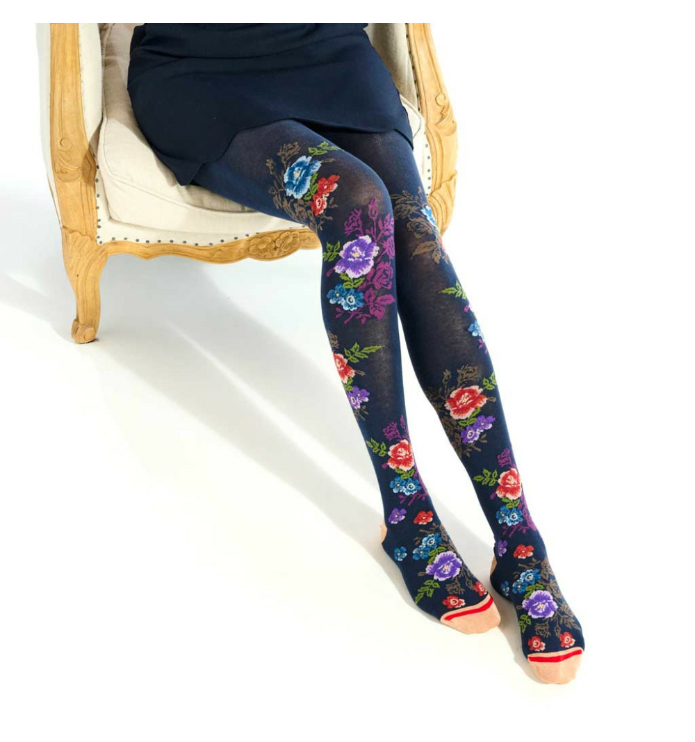 2 Paires De Collants Bébé Brodés - Fleurs - Voile - Made In Italy - Taille 3/24 Mois