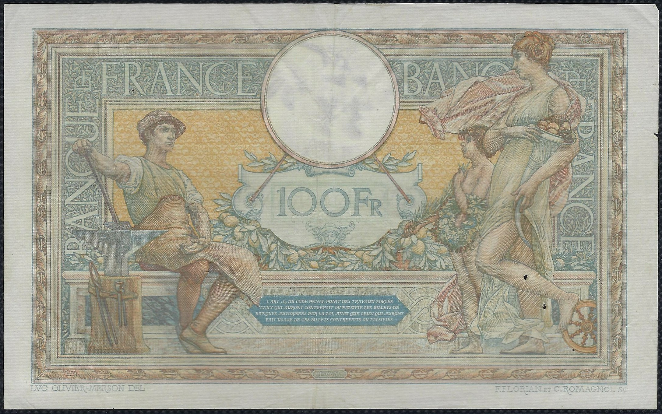 FRANCE 100 FRANCS MERSON sans LOM 26-7-1927 O.18545 TTB (F24/06 ...