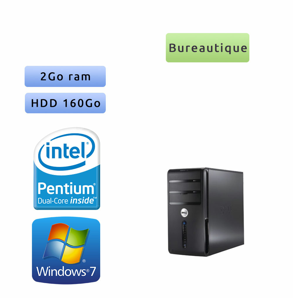 Dell Vostro 200 - Windows 7 - C2D 2GB 160GB - PC Tour Bureautique