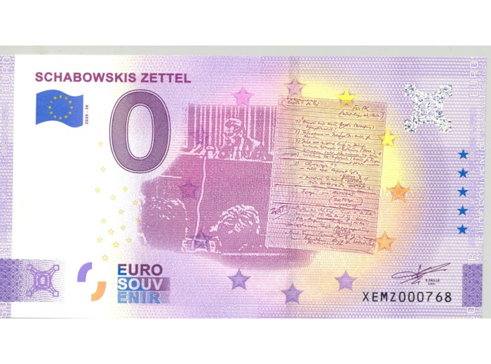ALLEMAGNE 2020-36 SCHABOWSKIS ZETTEL BILLET SOUVENIR 0 EURO TOURISTIQUE  NEUF