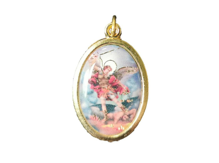 Médaille 22mm en Métal Doré avec Résine  - ST MICHEL