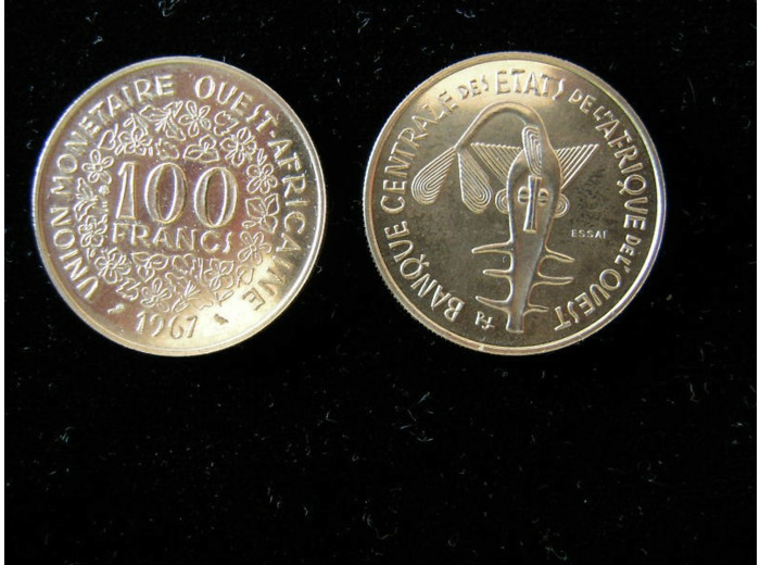 B.C.E.A.O 100 FRANCS 1967 FDC ESSAI