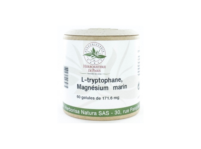 L Tryptophane Magnésium marin Vitamines E et B6 60 Gélules
