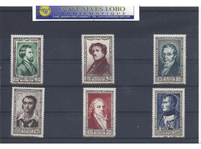 YVERT 891 a 896 CELEBRITES DU XIX Serie 6 Timbres NEUF tache