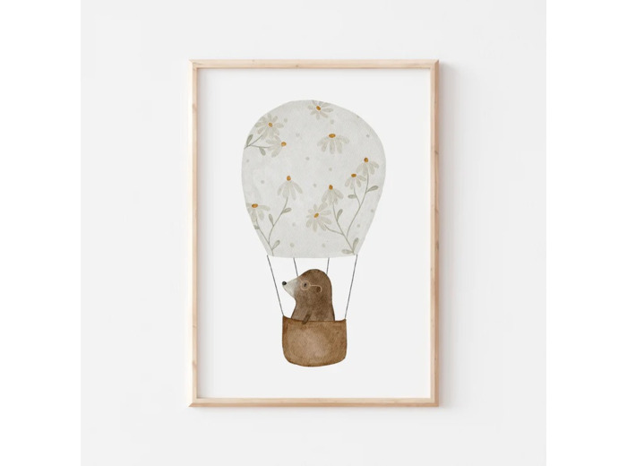 Affiche Enfant encadrée, Taupe en Ballon