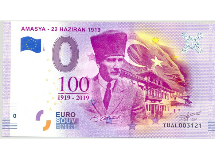 TURQUIE 2019-1 AMASYA 22 HAZIRAN 1919 BILLET SOUVENIR 0 EURO TOURISTIQUE NEUF