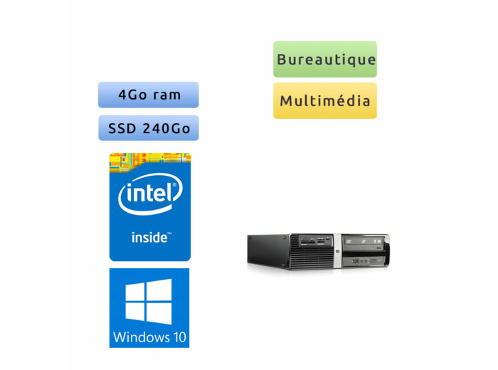 HP Pro 3010 SFF - Windows 10 - 2.60Ghz 4Go 240Go SSD - Ordinateur Tour PC