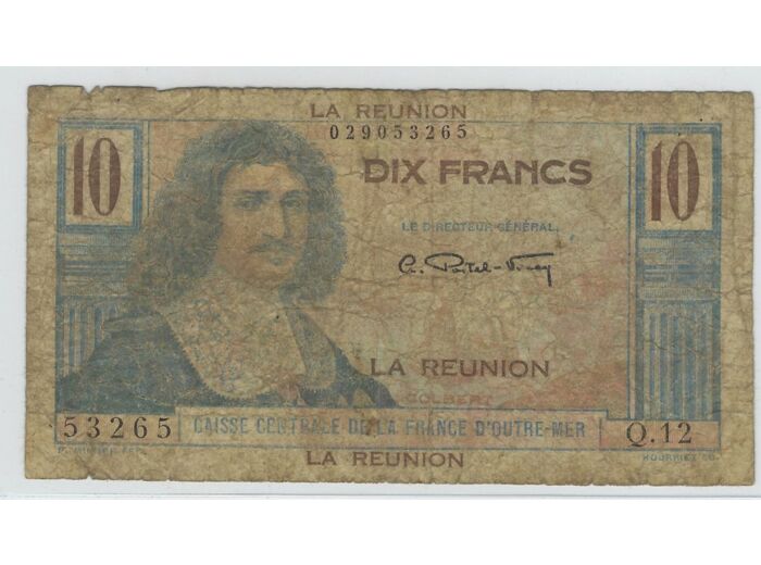 ILE DE LA REUNION 10 FRANCS ND 1947 SERIE Q.12 B+