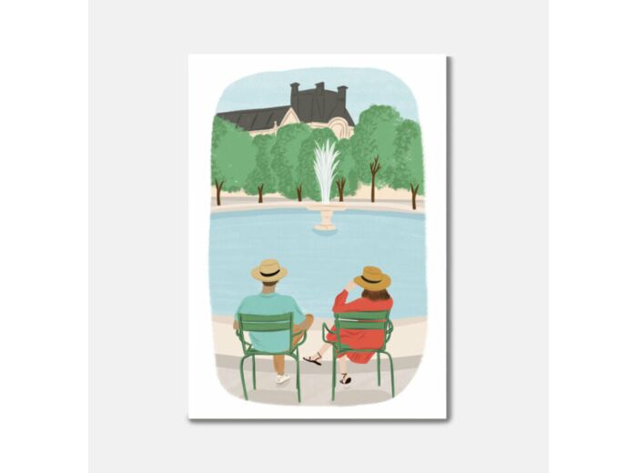 Carte Couple Devant La Fontaine - Pascale Editions