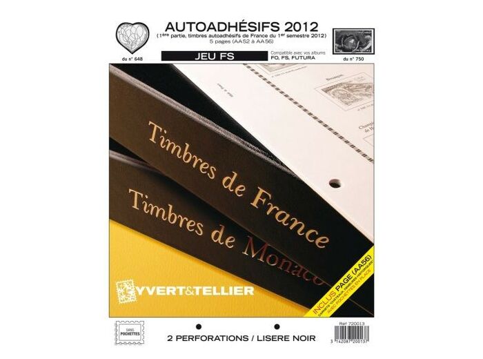 FEUILLE COMPLEMENTAIRE FRANCE 2012 FS AUTOADHESIFS 1er SEMESTRE (SANS POCHETTE)