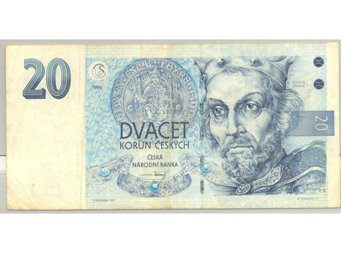 REPUBLIQUE TCHEQUE 20 KORUN 1994 SERIE A07 TTB