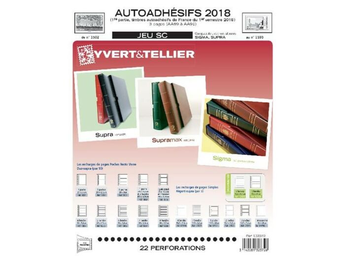 FEUILLE COMPLEMENTAIRE FRANCE 2018 SC AUTOADHESIFS 1re partie (Avec pochettes)