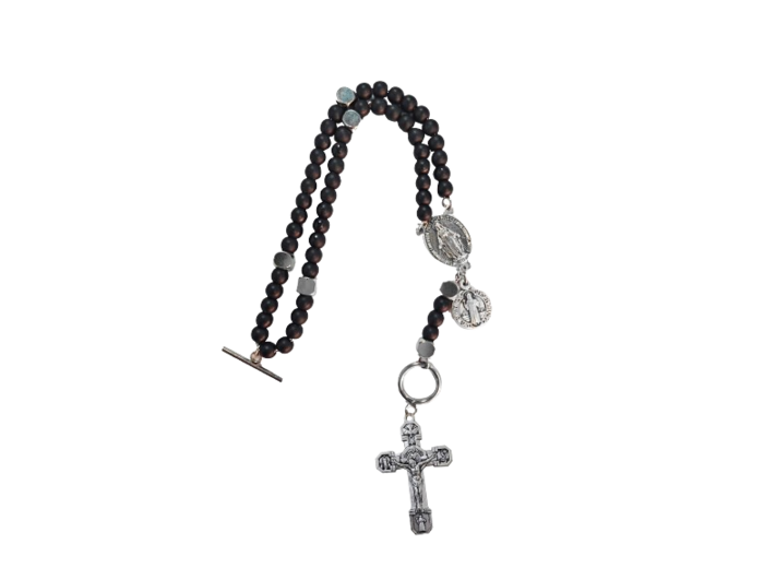 Bracelet chapelet de Combat 4mm. 2 Médailles + Livret - St Benoit