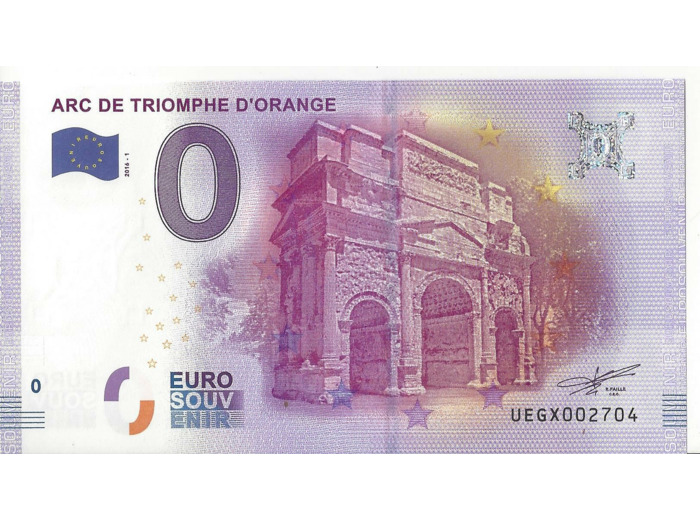 84 ORANGE 2016-1 ARC DE TRIOMPHE D'ORANGE BILLET SOUVENIR 0 EURO NEUF