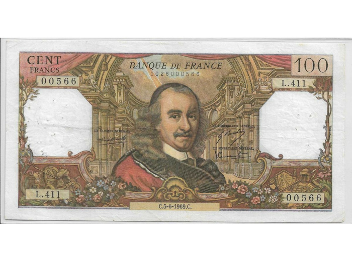 FRANCE 100 FRANCS CORNEILLE 5-6-1969 L.411 TTB