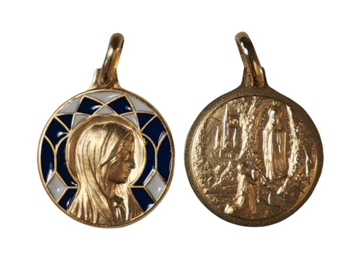 Médaille 18mm en Plaqué Or - VIERGE IMMACULEE/LOURDES