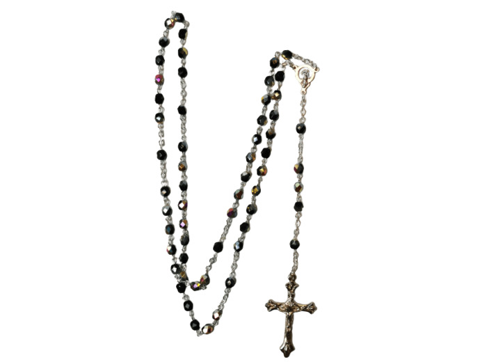 Chapelet Perles en Verre Sur Chaine Argentée - SCARABÉ