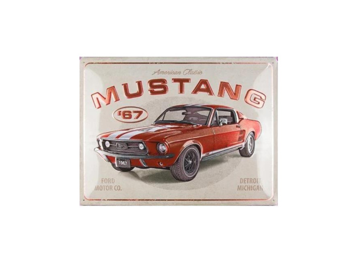 Plaque métal - Ford Mustang 1967 - 30 x 40 cm - Metallic Edition.