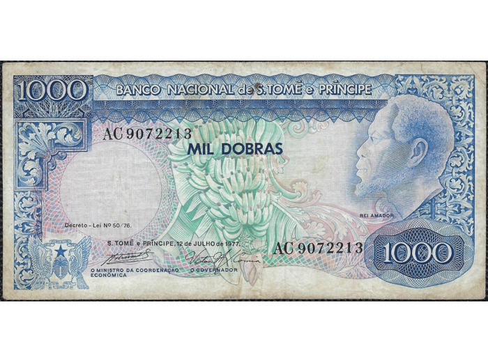 ST TOME ET PRINCE 1000 DOBRAS 12-07-1977 SERIE AC TB+ (W55a)