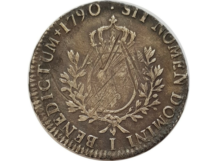 LOUIS XVI (1774-1793) ECU AUX BRANCHES D'OLIVIER 1790 I (Limoges) TB