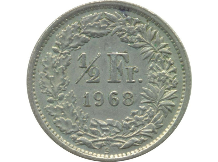 SUISSE 1/2 FRANC 1968 B TTB