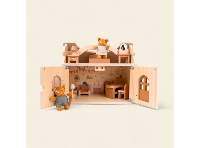 Maison de poupée avec peluche miniature - écureuils