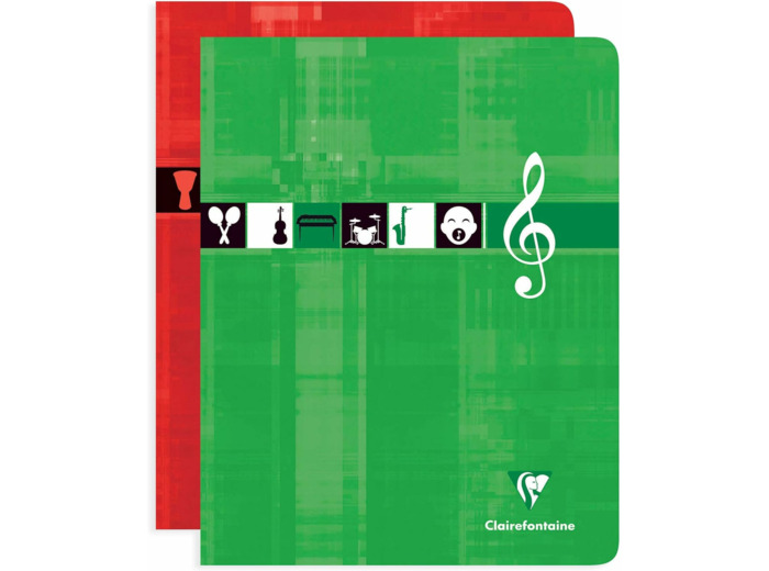 CAHIER musique & chant 8 Portées Grands Carreaux -17x22 - 56 Pages - Couleurs Assorties