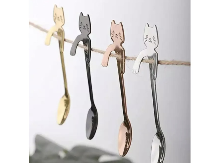 Cuillère argent chat