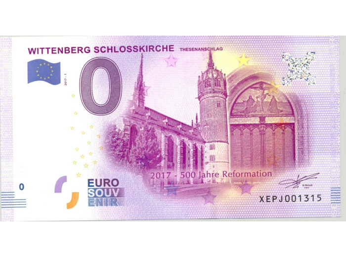 ALLEMAGNE WITTENBERG SCHLOSSKIRCHE BILLET SOUVENIR 0 EURO 2017-1 NEUF