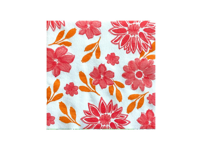 SERVIETTES EN INTISEES FLEURS ROUGES