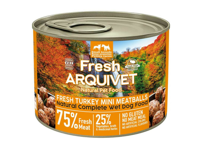 ARQUIVET Mini Boulettes de dinde avec brocoli et citrouille, pour Chiens - 200g