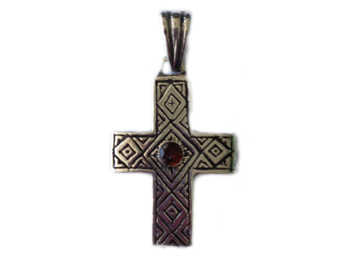 Croix Byzantine en Argent 925 + Grenat