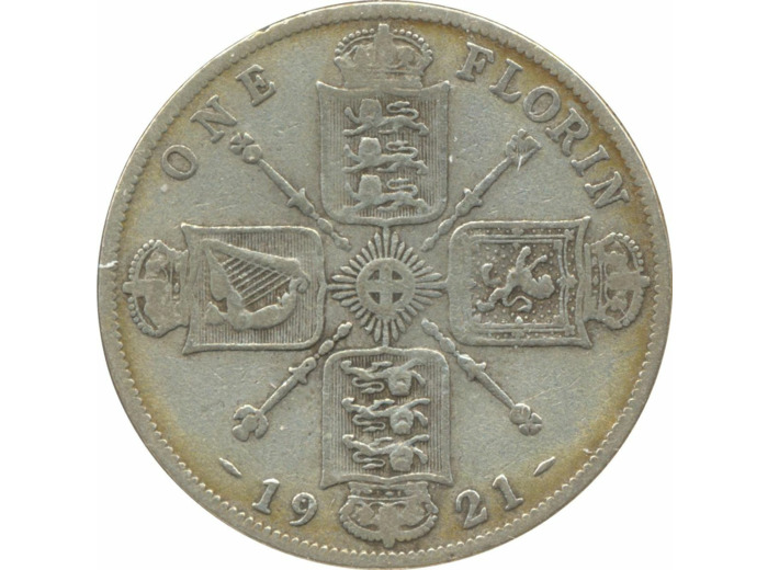 GRANDE BRETAGNE 1 FLORIN (2 SHILLING) GEORGES V 1921 TB+ N2