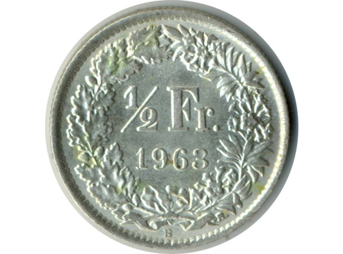 SUISSE 1/2 FRANC 1963 B SUP N1