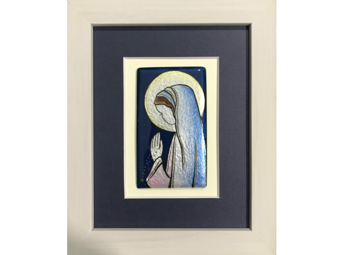 CADRE gris avec VIERGE de la PIETE  9,5x5,5cm - EMAUX DU LIBAN