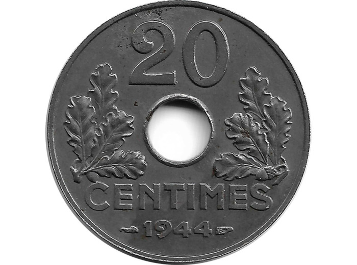 FRANCE 20 CENTIMES TYPE FER 1944  SUP PEU