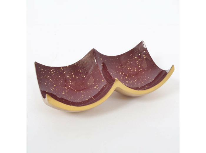 Plat Diana 2 cases couleur bordeaux et dorés en aluminium 19x10x06cm