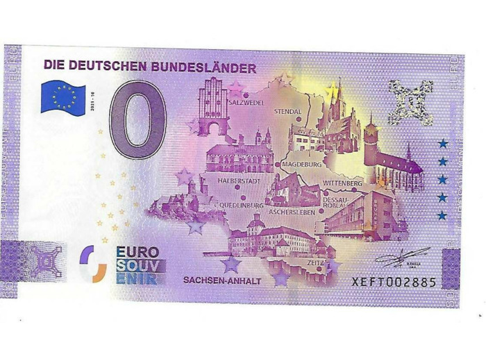 ALLEMAGNE 2021-10 DIE DEUTSCHEN BUNDESLANDER BILLET SOUVENIR 0 EURO