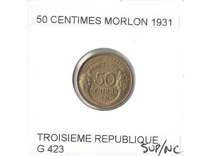 FRANCE 50 CENTIMES MORLON 1931 SUP/NC