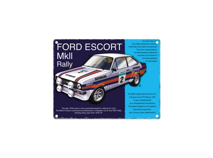 Plaque métal Ford Escort MK2 Rally - 30 x 40 cm.