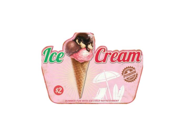plaque métal  Ice Cream Summer fun with ice cold refreshment - 40 x 28 cm