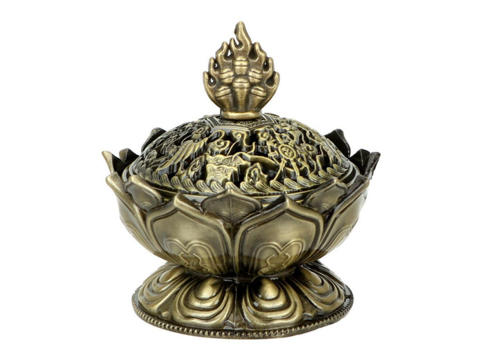 Brûle-encens lotus couleur bronze