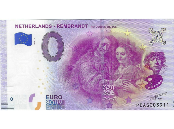 PAYS-BAS 2019-2 REMBRANDT BILLET SOUVENIR 0 EURO TOURISTIQUE NEUF