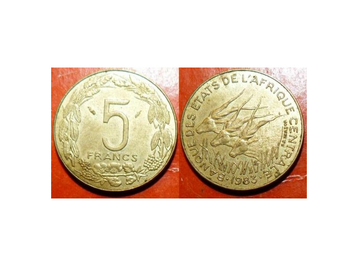 BANQUE DES ETATS DE L'AFRIQUE CENTRALE B.E.A.C 5 FRANCS 1983 SUP