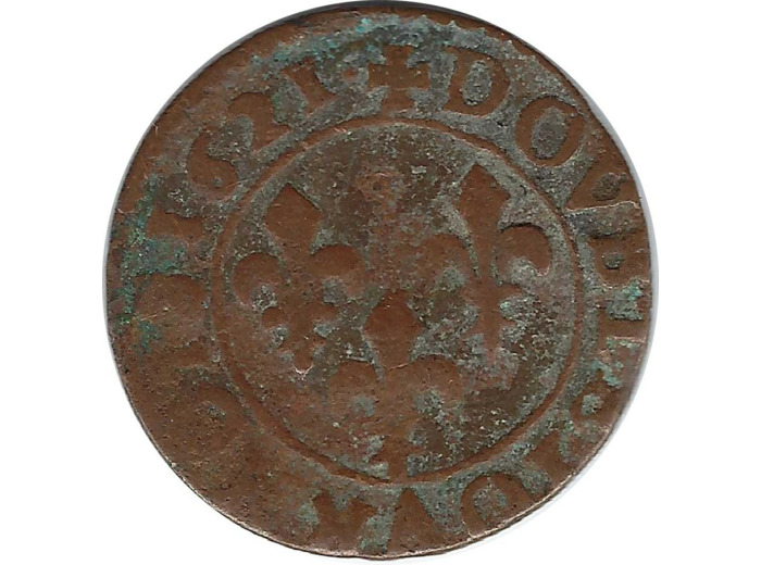 LOUIS XIII (1610-1643) DOUBLE TOURNOIS 1621 G (Poitier) 2gr06 TB+