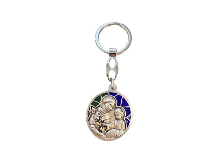 Porte clé en métal avec relief 30mm - Bicolore - Saint Antoine