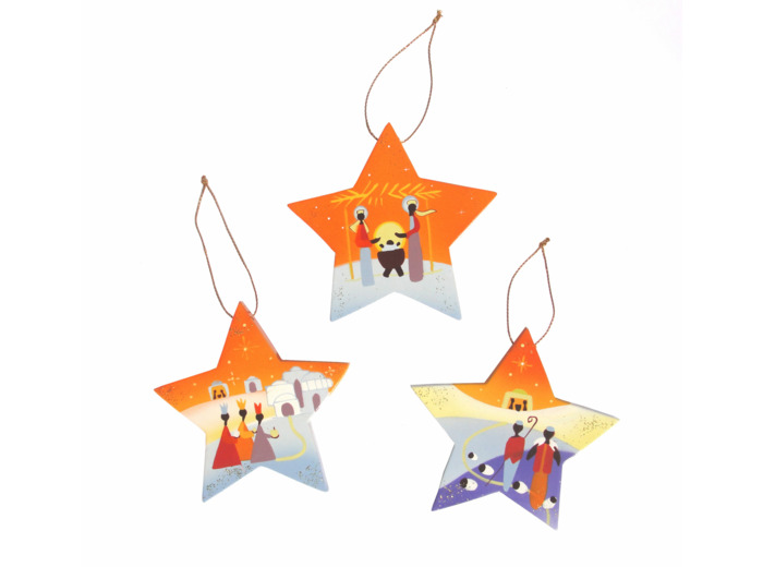 Set 3 étoiles oranges 9cm