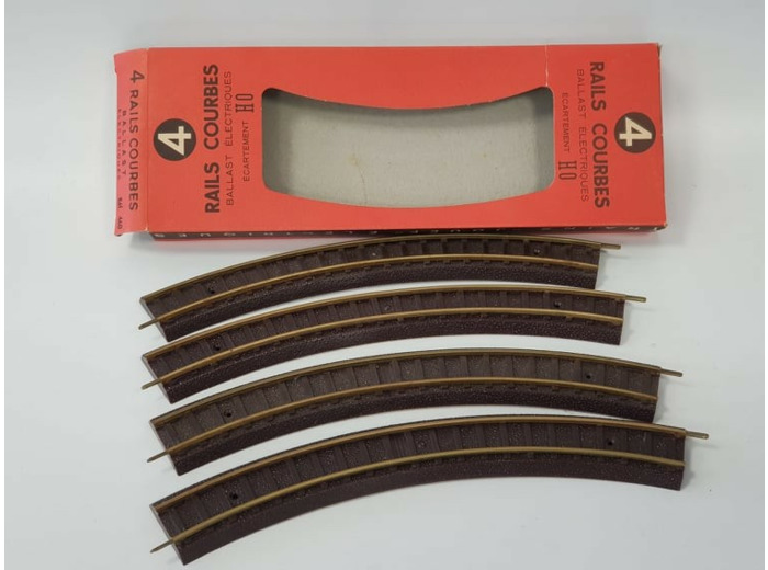 JOUEF 460 HO LOT DE 4 RAILS COURBES A BALLAST BOITE D'ORIGINE
