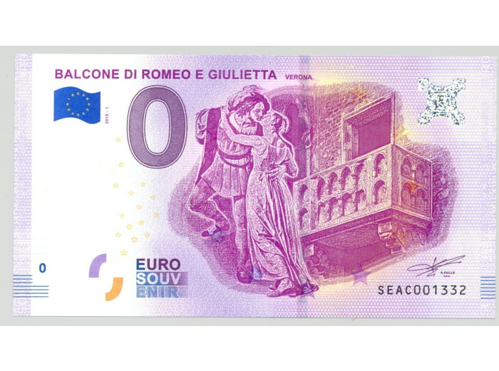ITALIE 2018-1 BALCONE DI ROMEO E GUILETTA BILLET SOUVENIR 0 EURO TOURISTIQUE