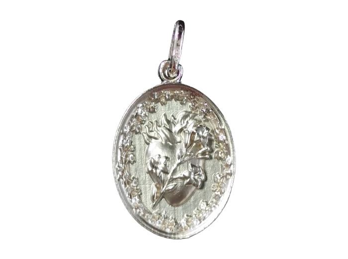 Coeur Sacré 19mm en Argent 925 - Très Chaste Coeur de Joseph